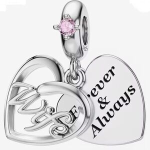 🌻 S925 Sterling Silver WIFE Heart Charm with Pink Sapphire Gemstone